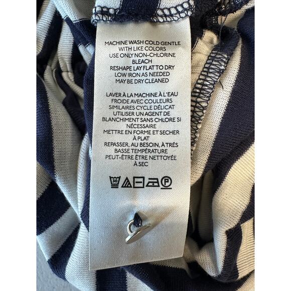 Maeve by Anthropologie Blue Striped Cowl Neck Blouse Top Medium - Picture 10 of 11